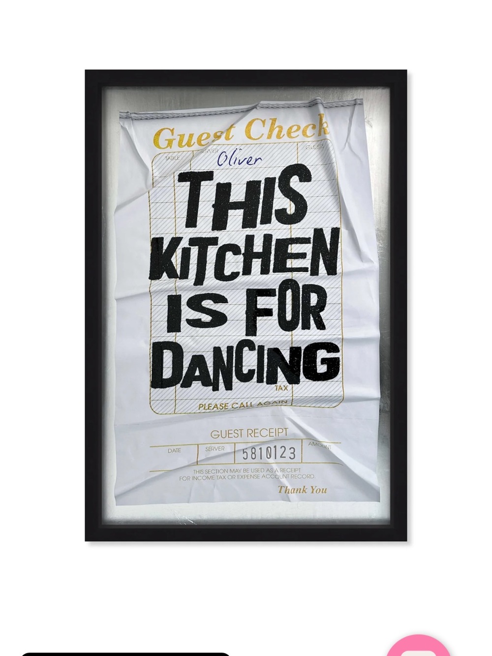 NIB Oliver Gal Guest Check “This Kitchen is for Dancing”